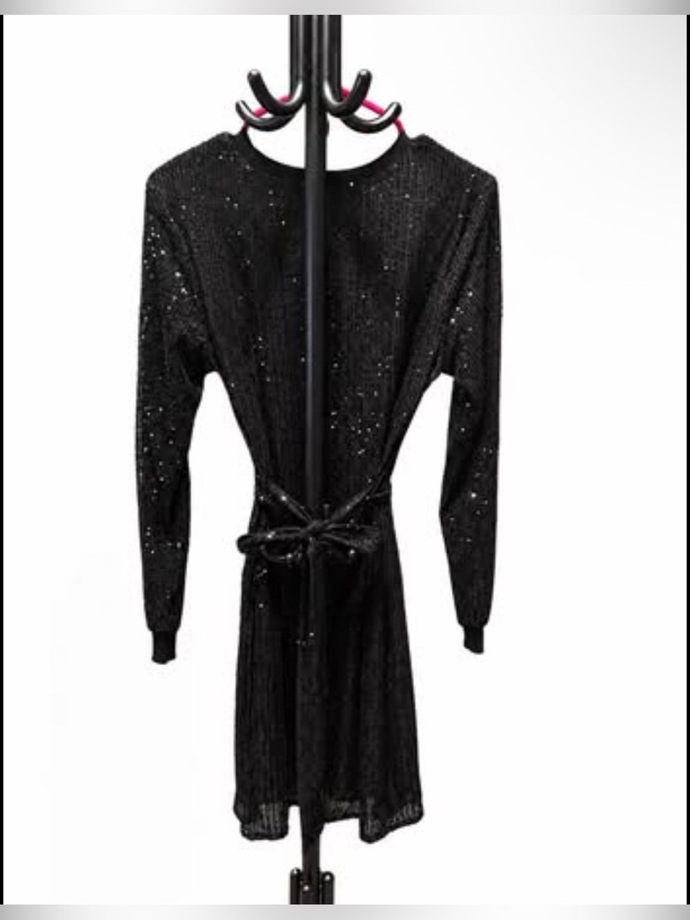 Simply Vera Vera Wang Black Sequin Tie Waist Dress – Size Med – Elegant Holiday - Picture 3 of 8